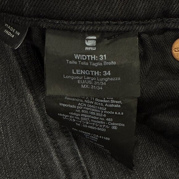 G Star Raw 3301 Straight Jeans Mens 31 x 34 Faded Black Button Fly Denim - Picture 8 of 12